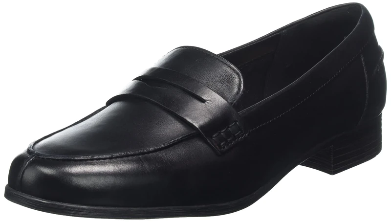 Clarks Women's Hamble Loafer, Black Leather, 4 UK