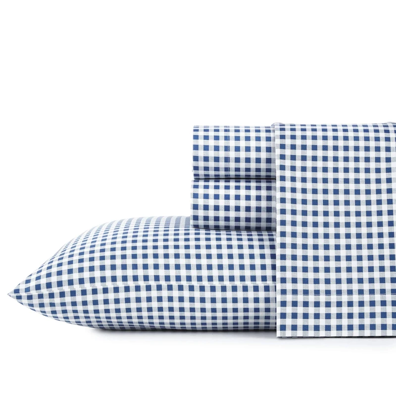 Poppy & Fritz | Percale Collection | Bed Sheet Set - 100% Cotton, Crisp & Cool, Lightweight & Moisture-Wicking Bedding, Queen, Gingham Plaid