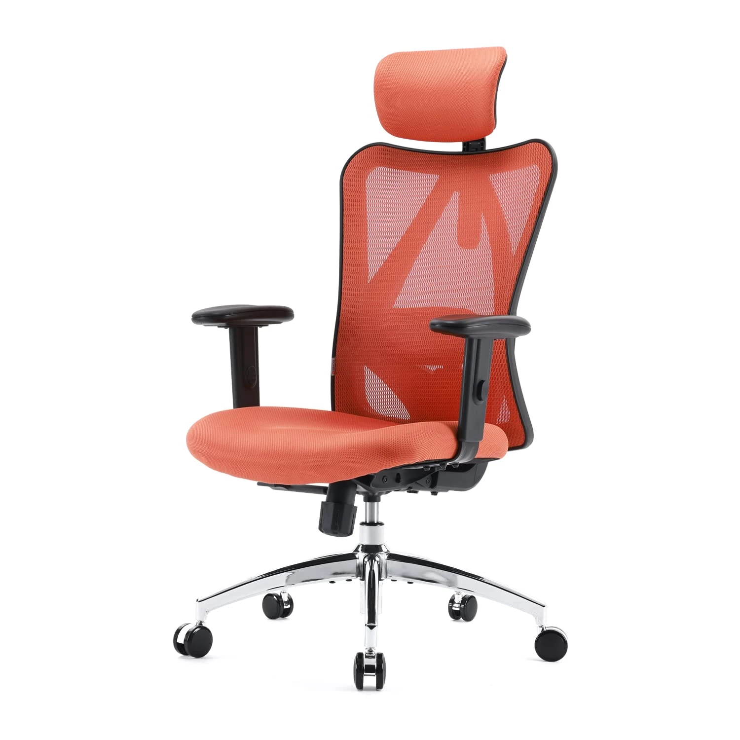 SIHOO Office Chair Ergonomic Desk Chair, Breathable Mesh Design High Back Computer Chair, Adjustable Headrest and Lumbar Support (Orange)
