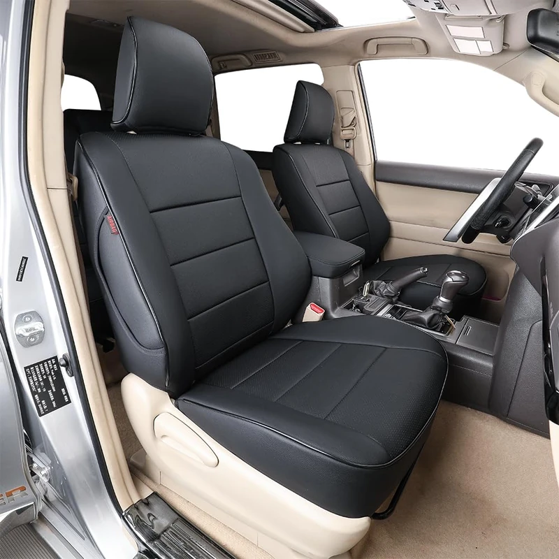EKR Custom Fit 4Runner Car Seat Covers for Select Toyota 4Runner 2011-2023 (3-Row Model) - Full Set,Leather (Black)
