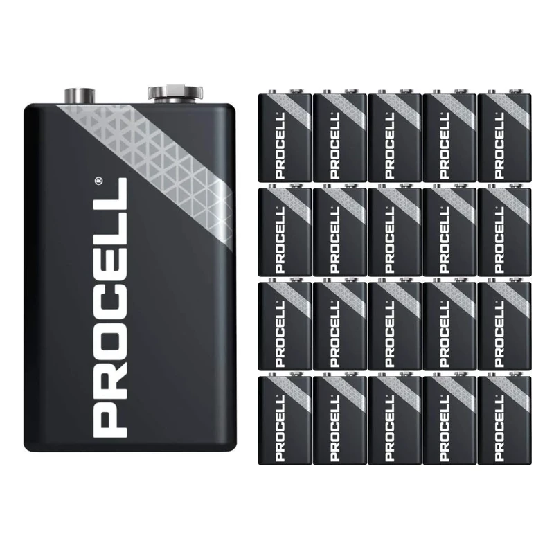 20 Pack - Duracell Procell 9V Batteries | 9 Volt Industrial Power Alkaline Battery | Home or Office Use | Car Air Freshener Promo Pack | Reliable Long Lasting Power