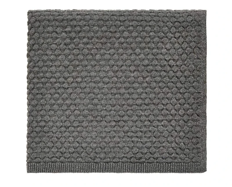 Peacock Blue Hotel Real Knit Throw Gunmetal, 130 x 150 cm