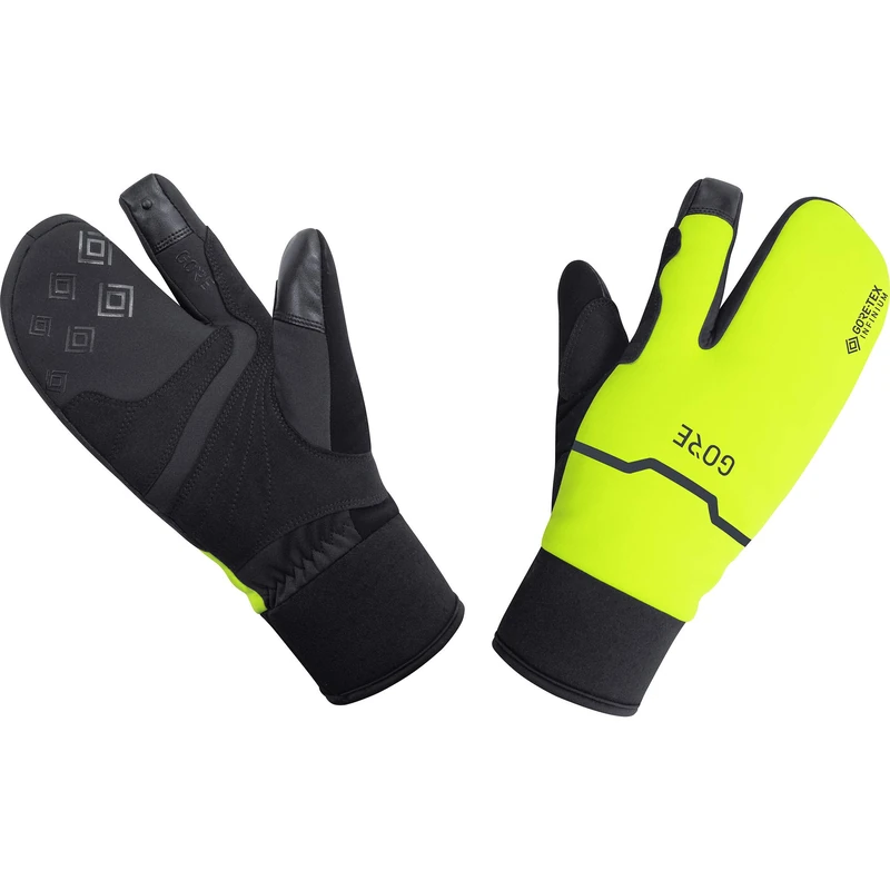 GOREWEAR WINDSTOPPER Thermo Split Gloves, Black / Neon Yellow, 5