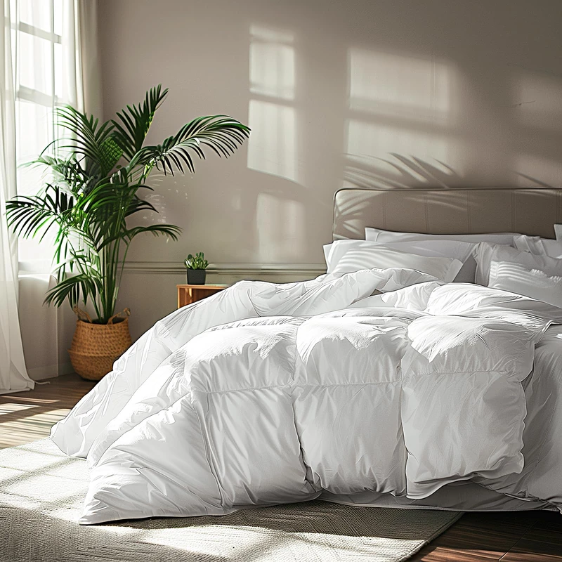 Serta Goose Feather Down Fiber Cotton Comforter Twin Size - 100% Cotton Duvet Insert - Hotel Luxury Hypoallergenic Bedding Comforter All Season Medium Warmth 68 x 90 Inch White