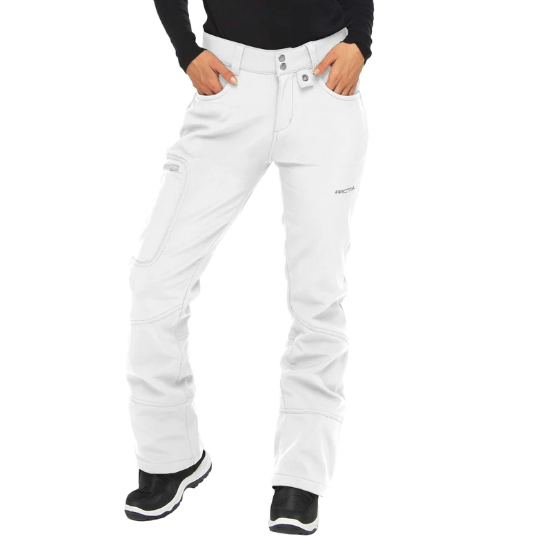 ARCTIX Women's Sarah Fleece-Lined Softshell Pants, White, Medium (8-10) Regular