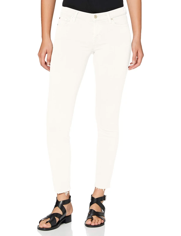 7 For All Mankind Women's Skinny Casual Pants, Ecru, 2
