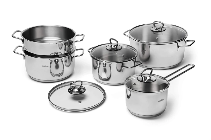 Excelsa Everyday Cookware Set 9 Pieces, Stainless Steel 18/10