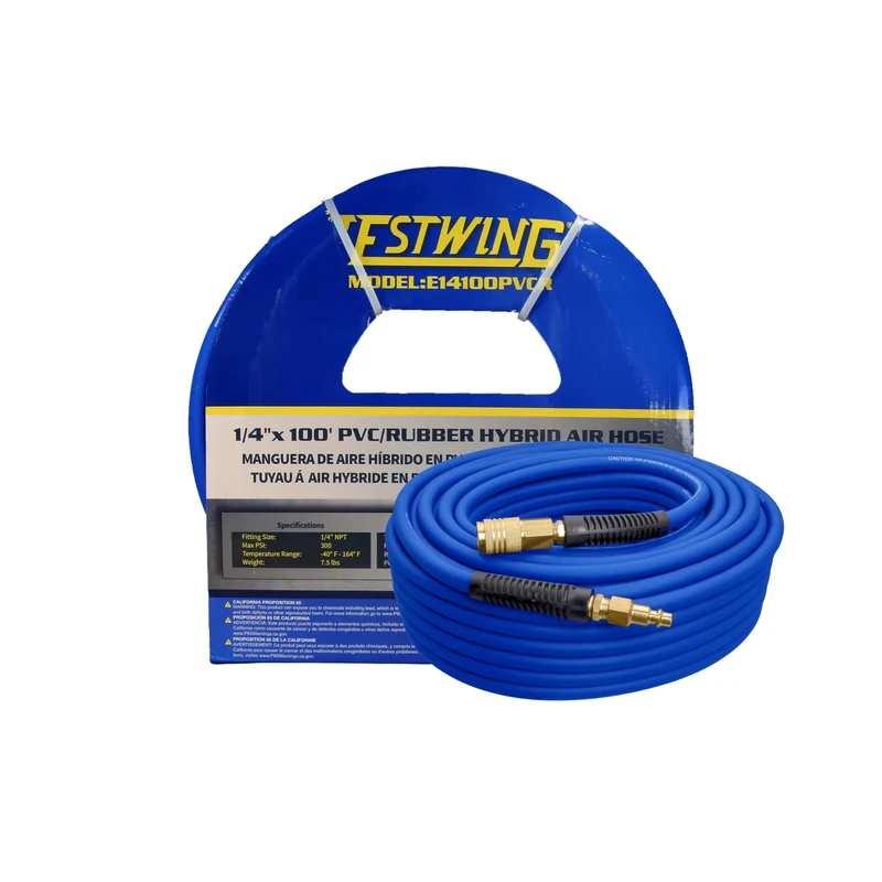 Estwing E14100PVCR 1/4" x 100' PVC/Rubber Hybrid Air Hose with Brass Fittings