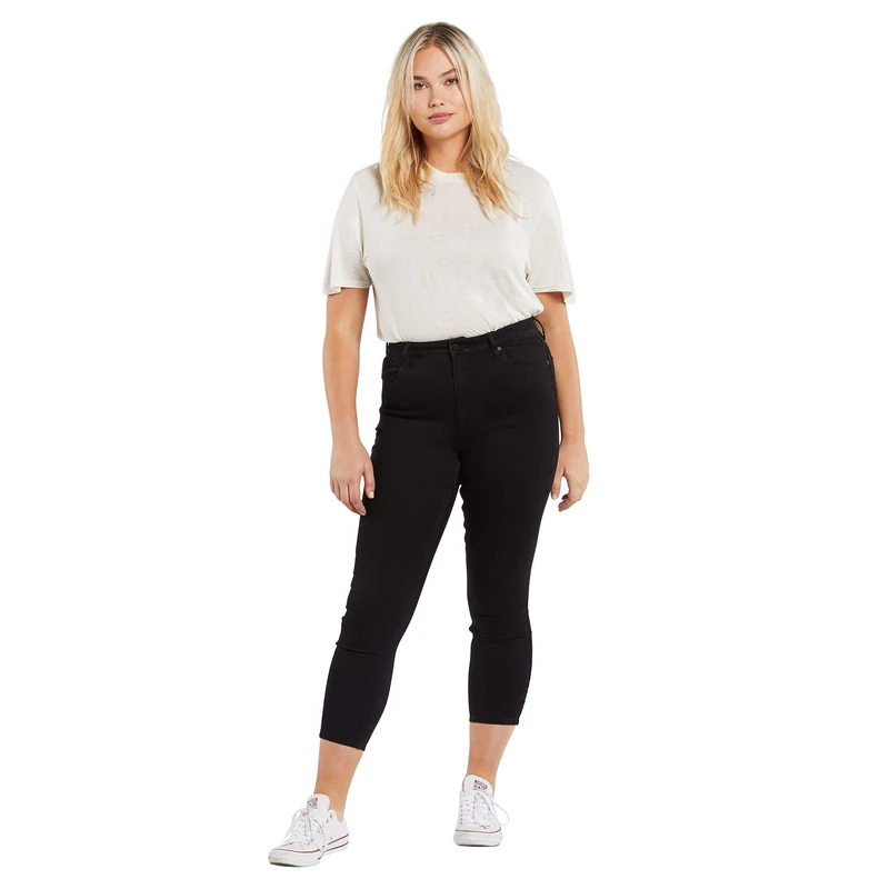 Volcom Women's Liberator High Rise Denim Jean Pants, Premium Wash Black Wash, 30W x 27L