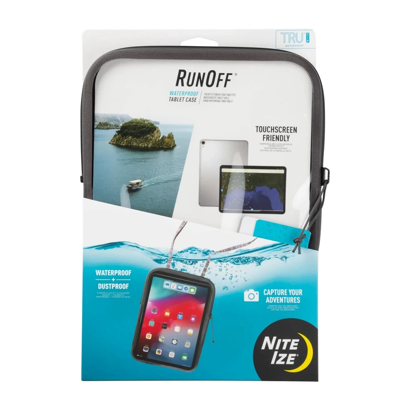 Nite Ize RunOff Waterproof Tablet Case with Lanyard, IP67 Zipper Waterproof Case for iPad Pro 11 Inch/Microsoft Surface Go/Samsung Galaxy Tab, Charcoal (ROTC-09-R3) - Image 1