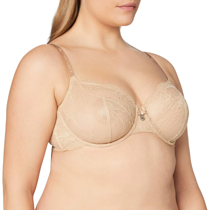 Emporio Armani Underwear Women's Virtual Lace Underwire Bra Bra, Nude, 36D