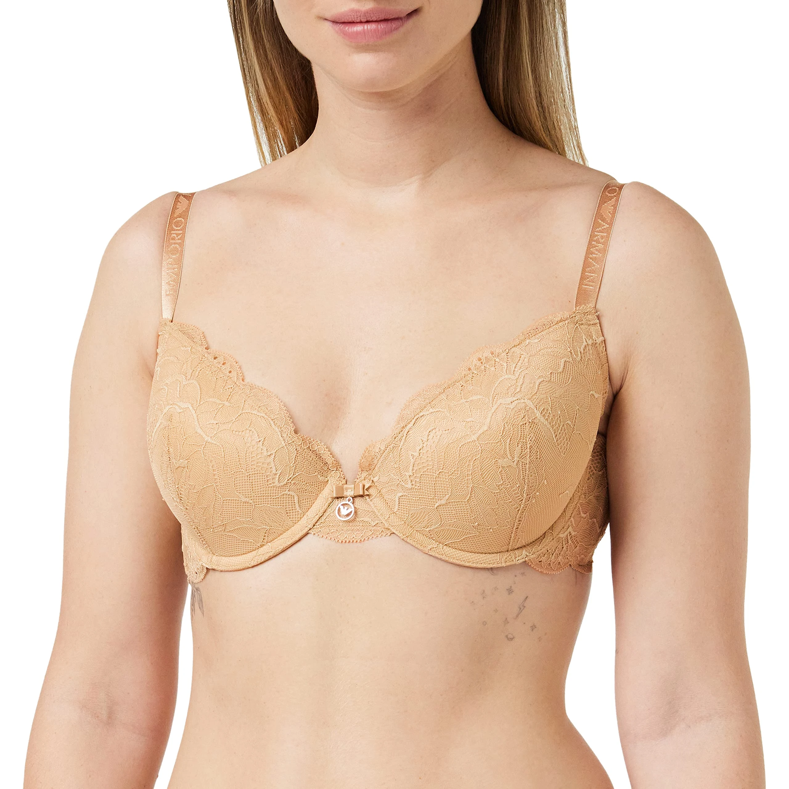 Emporio Armani Women's Virtual Lace Natural Push Up Bra, Nude, 38C