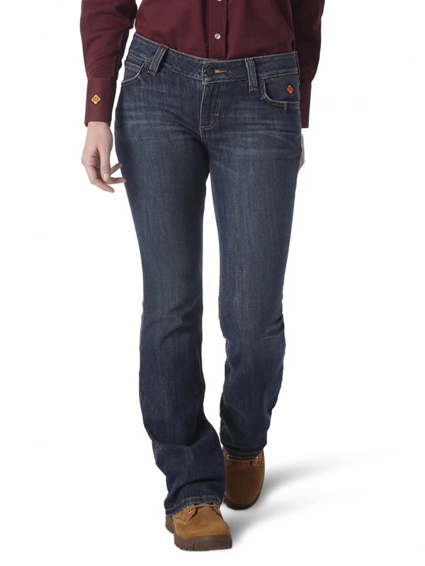 Wrangler Riggs Workwear Women's Fr Flame Resistant Retro Mae Boot Cut Jean - Blue - 5W x 34L
