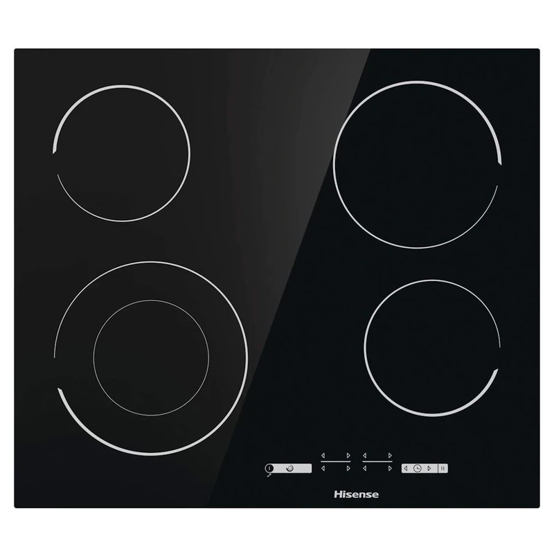 Hisense E6432C Built-in 60cm Electric Ceramic Hob with Child Lock, Touch control, Timer Function - Black 7200W, 20 x 24 x 2 inches (L x W x H)