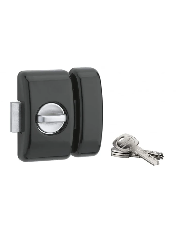 THIRARD 80454 VERROUS Universal Door Lock with 6 Pins-Button + Cylinder 45 mm-Security Protectors-Comes with 4 Nickel-Plated Brass Keys with Property Card-Made in France-Black Finish