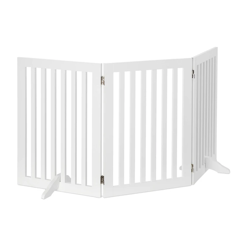 Relaxdays Wooden Safety Barrier, Adjustable Gate for Dogs & Children, Fireplace & Oven, MDF, 3 Panels, 70x154cm, White, Fibreboard, One Item