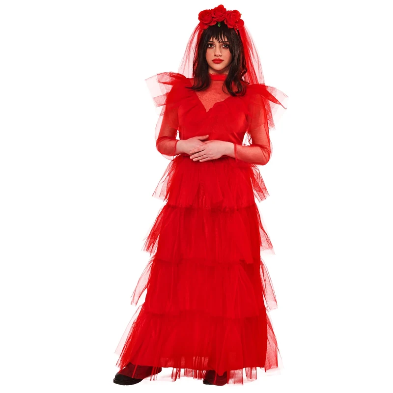 Rubies 701655M000 Beetlejuice Lydia Wedding Dress Adults Fancy, Multicoloured, M Halloween - Image 1