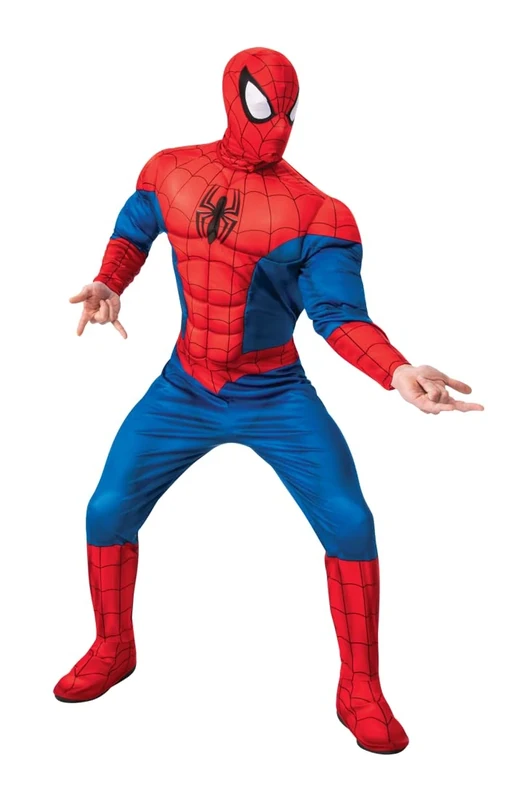 RUBIE'S – Official Marvel – Spiderman – Deluxe Adult Costume – Size STD – Costume with Long Sleeve Jumpsuit, Balaclava and Boot Covers