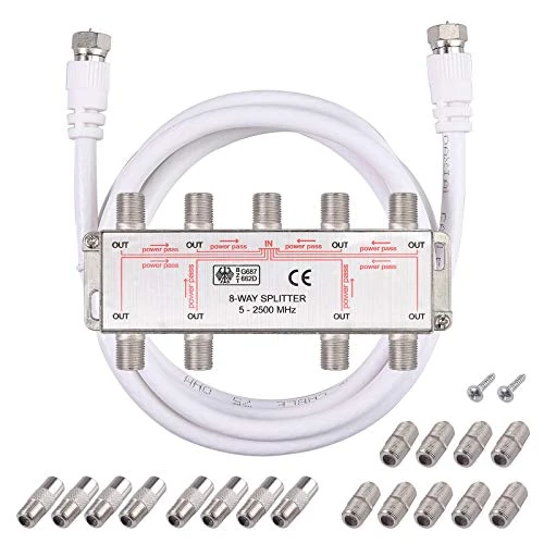 Neoteck 8-Way Coax Cable Splitter MoCA 5-2500MHz, Coaxial Splitter