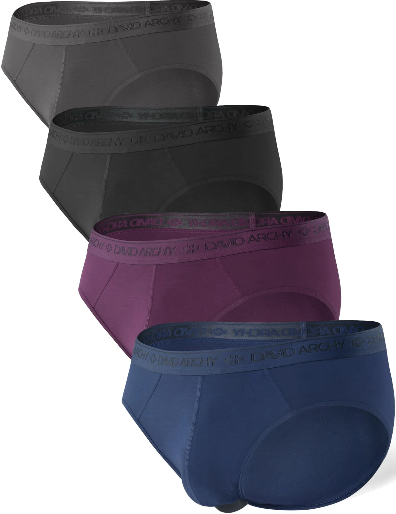 DAVID ARCHY Mens Briefs, Men's Underwear Slips Soft and Breathable Micro Modal Men's Hip Pouch Briefs - 4 Pack