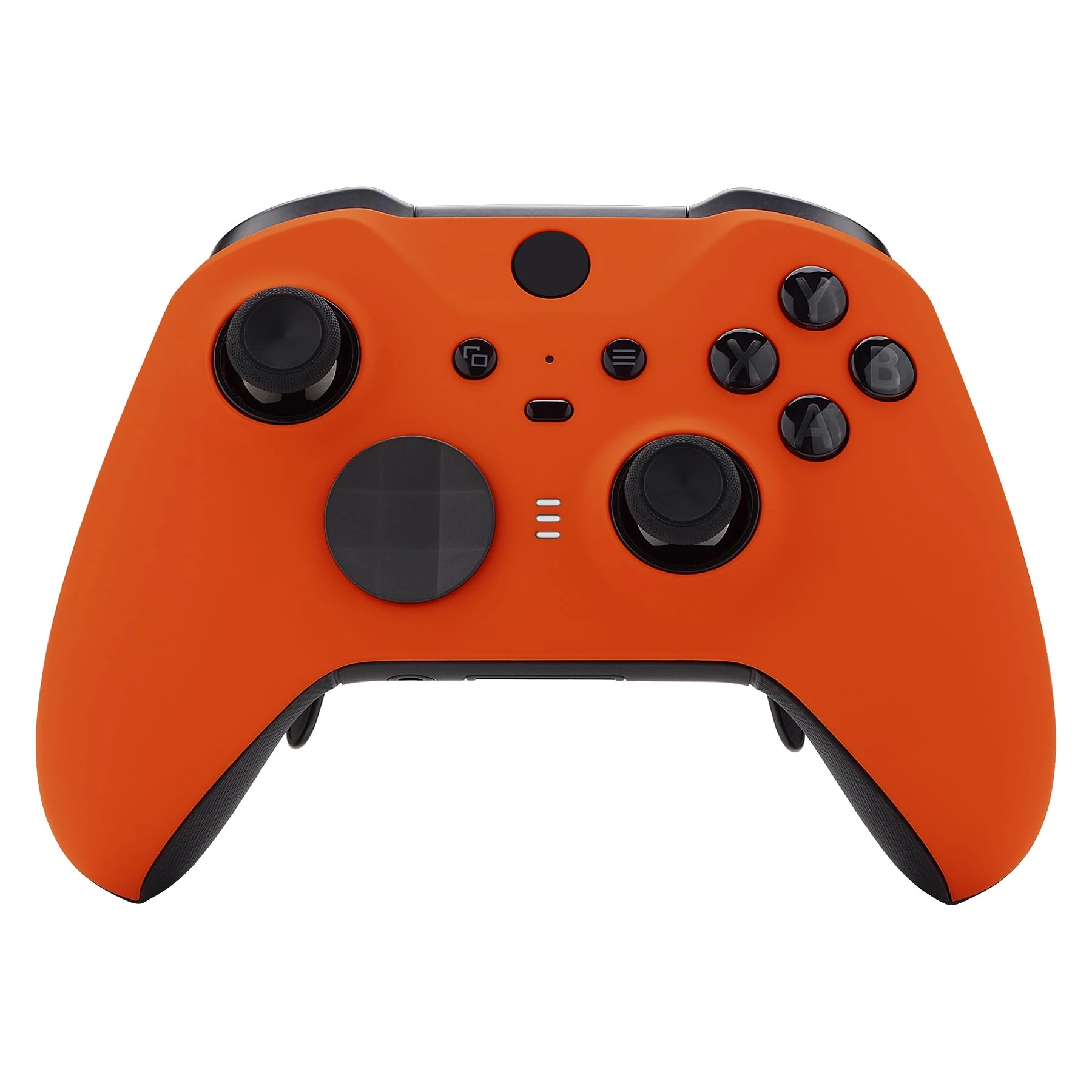 eXtremeRate Orange Soft Touch Grip Faceplate Cover, Front Housing Shell Case Replacement Kit for Xbox One Elite Series 2 Controller Model 1797 - Thumbstick Accent Rings Included