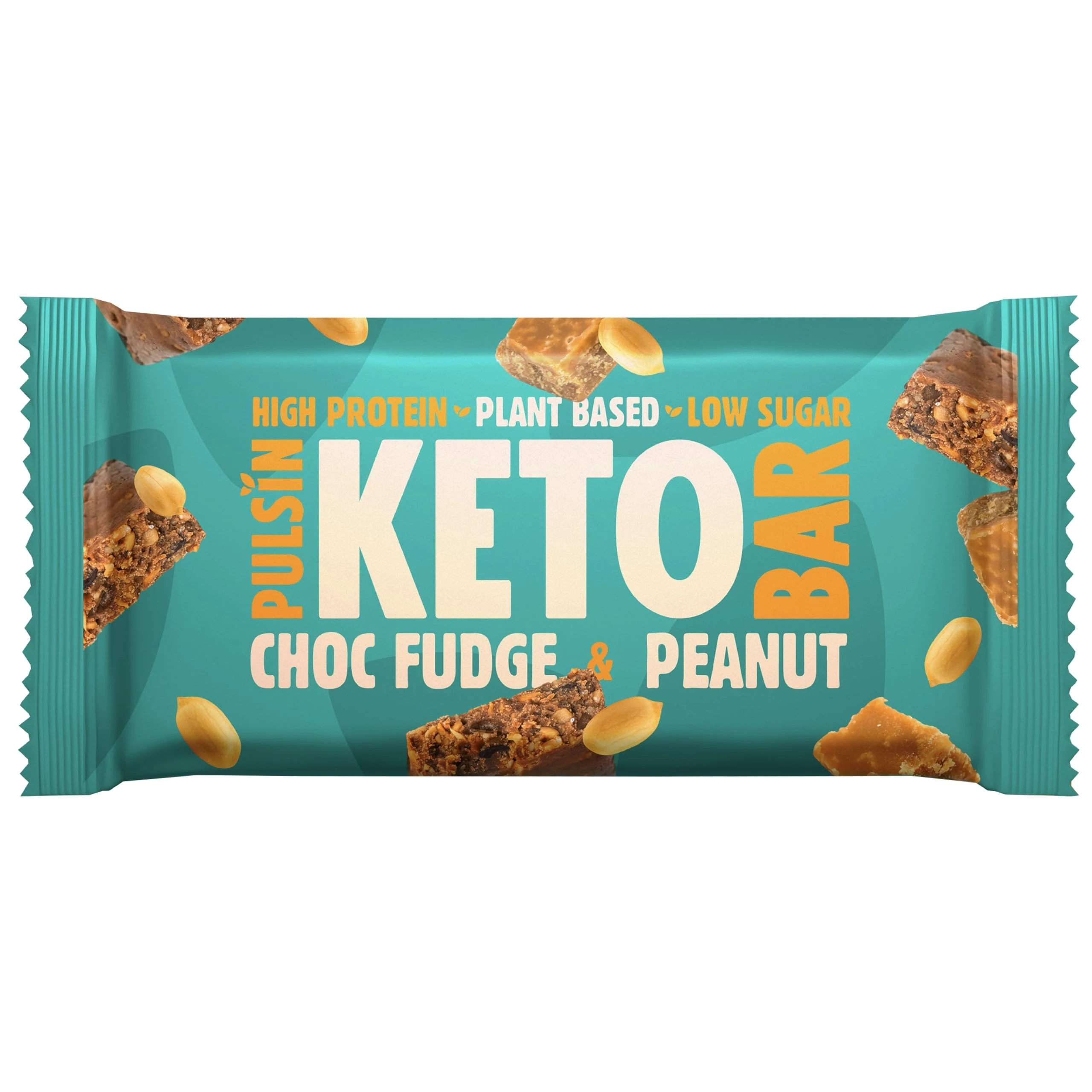 Pulsin - Plant Based Keto Protein Bars - Choc Fudge - 50g x 18 - 12.6g Protein, 9.3g Fibre, 8.6g Carbs Per Serving - Gluten, Palm Oil & Dairy Free