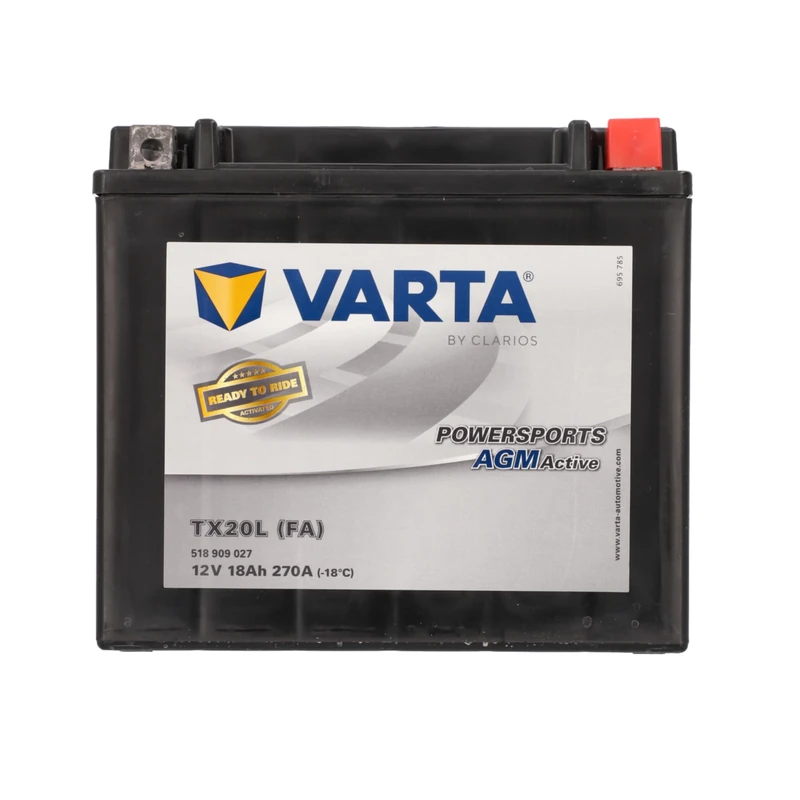 VARTA Powersports Active AGM Motorcycle Battery 18 Ah / 270 A Long Life Precharged, Maintenance-Free, Suitable for Motorcycles, Scooters, Quads, Jet Skis and Snowmobiles Black