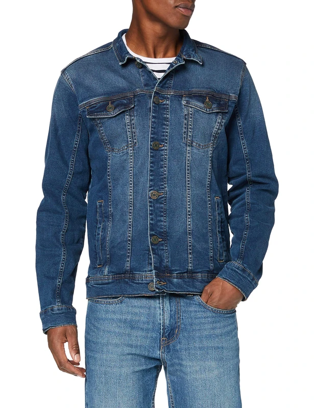 Blend BHBHNARIL Outerwear Men's Denim Jacket Transition Jacket, Denim Dark Blue (200292), M