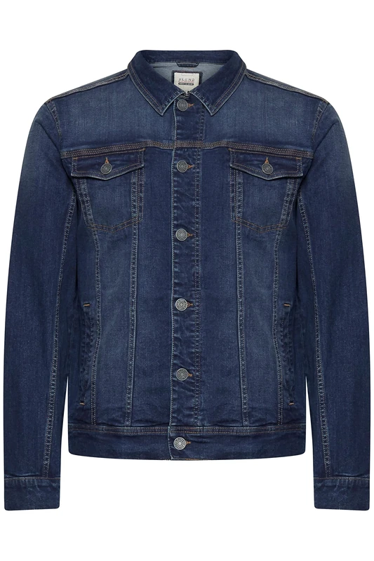 Blend BHBHNARIL Outerwear Men's Denim Jacket Transition Jacket, Denim Dark Blue (200292), XXL