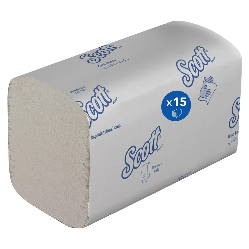 Scott® Essential™ Hand Towels 6617, White V-Fold Paper Towels with Airflex™ Technology for Everyday Hand Drying, FSC® & Ecolabel Certified – 15 Packs x 340 Sheets (5,100 Total)