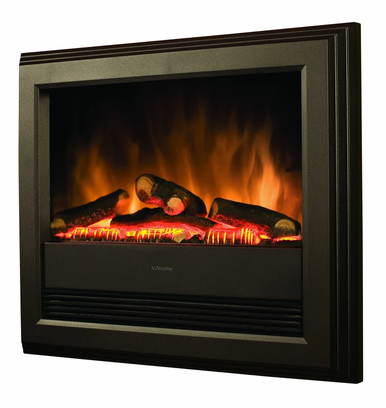 Dimplex Bach Optiflame Electric Wall Fire, Grey and Black Wall Mount and Recess Fit Fire with LED Flame Effect and Log Style Fuel Bed, 2kW Fan Heater And A Choice Of 1000 or 2000 Watt Heat Settings