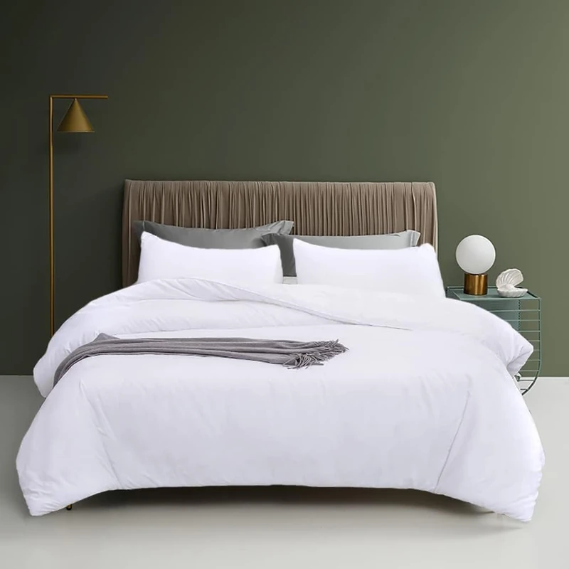 Houseri Fluffy Plain White Bedding Comforter Set - Queen Size Puffy Lightweight Soft Solid Color Bed Quilts - Cozy Women Men Girls Boys Pure White Hotel Dorm Comforter Set