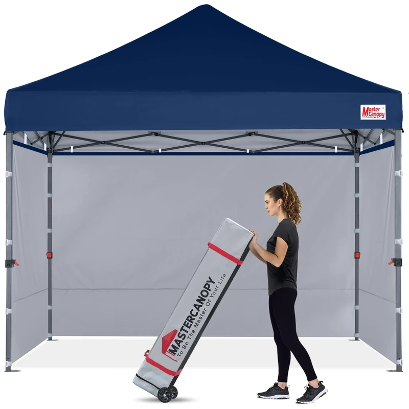 MasterCanopy Heavy Duty Pop-up Gazebo tent with Sidewalls (2.5x2.5M,Navy Blue)