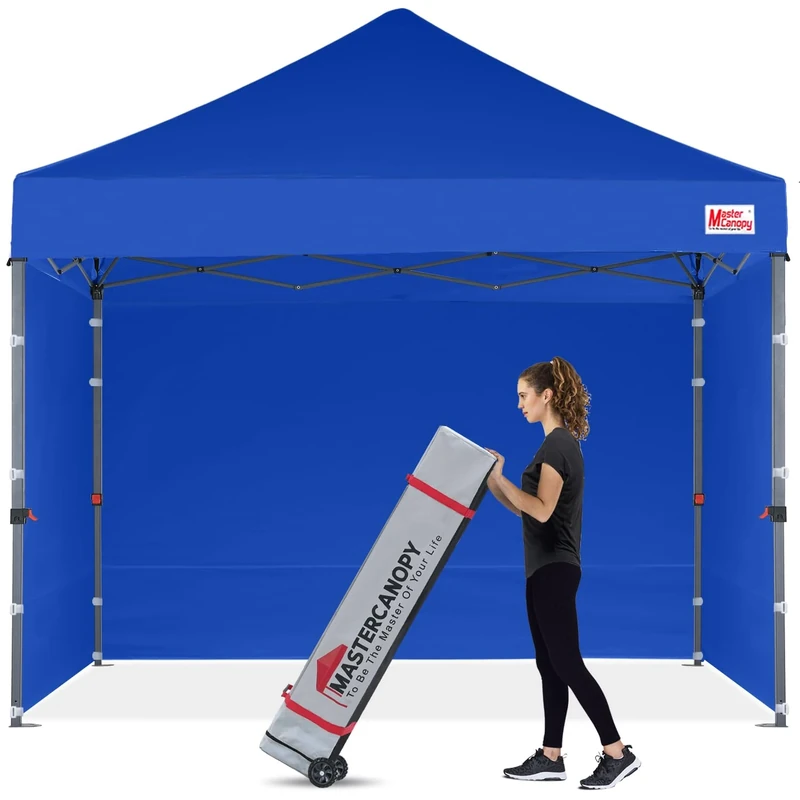 MasterCanopy Heavy Duty Pop-up Gazebo tent with Sidewalls (3x3M,Royal Blue)