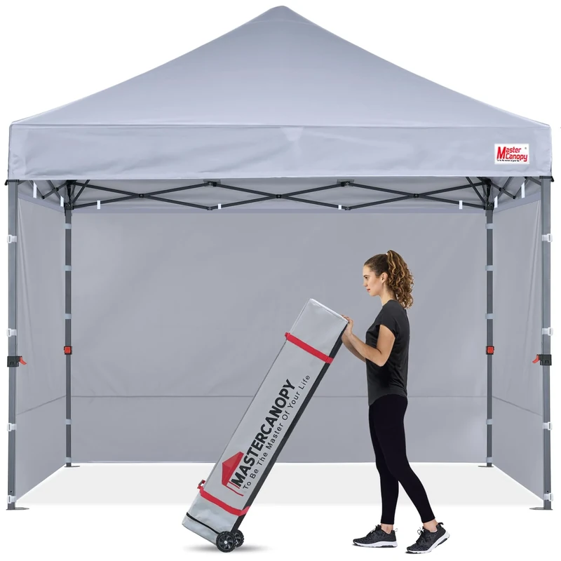 MasterCanopy Heavy Duty Pop-up Gazebo tent with Sidewalls (2.5x2.5M,Grey)