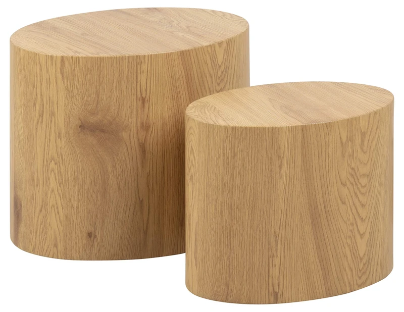 AC Design Furniture Rico Coffee Table Set of 2 in Wild Oak Look, Space-saving Oval Side Tables for the Living Room, Modern Nesting Tables, H: 40 x W: 48 x D: 33 cm and H: 33 x W: 40 x D: 24,5 cm