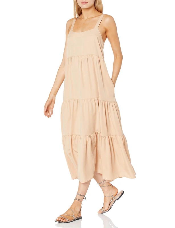 The Drop Women's Britt Tiered Maxi Tent Dress, Ginger, S