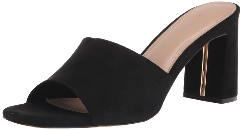 The Drop Women's Pattie High Block-Heeled Mule Sandal, Black Microsuede, 5.5 UK - Image 1
