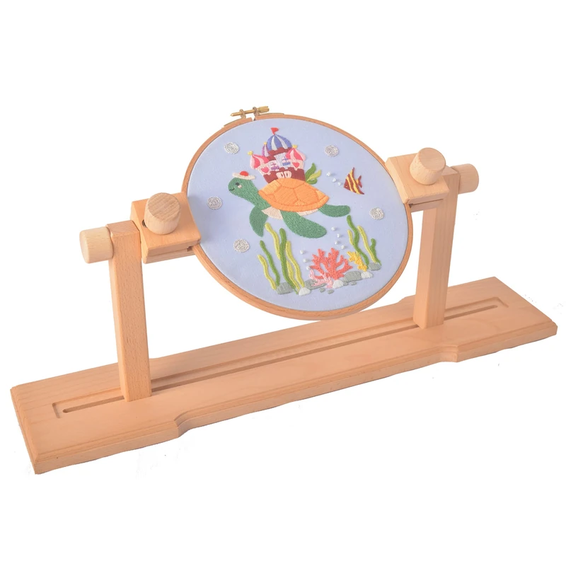 Size Adjustable Round Embroidery Frame Stands Wooden Easy Operation