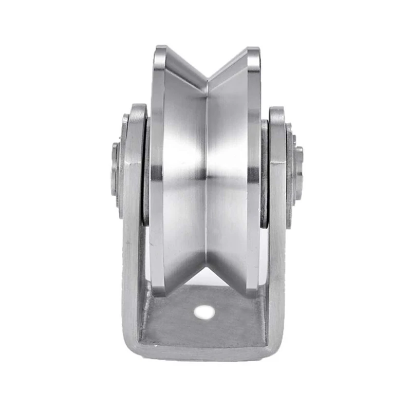 3in V Groove Wheel Stainless Steel Groove Wheel Heavy Duty Track Wheel Rigid Caster Sliding Gate Roller Wheel Double Bearing for Swing Sliding Gate - Image 1