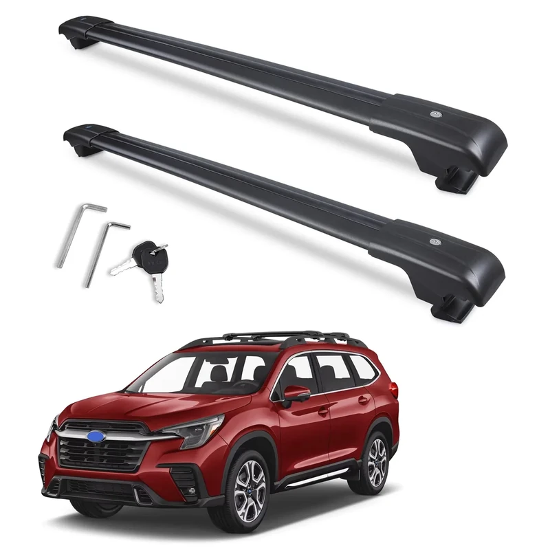 Autekcomma Heavy Duty Roof Rack Cross Bars Replacement for 2019 2020 Subaru Ascent,Anti-Corrosion,Aircraft Aluminum Black Matte with Anti-Theft Locks (ONLY FIT Original EXISTING Side Rail)