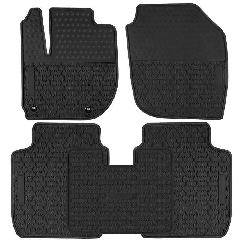 San Auto Car Floor Mats Custom Fit for Honda Fit 2015 2016 2017 2018 2019 Full Black Rubber Car Floor Liners Set All Weather Protection Heavy Duty Odorless