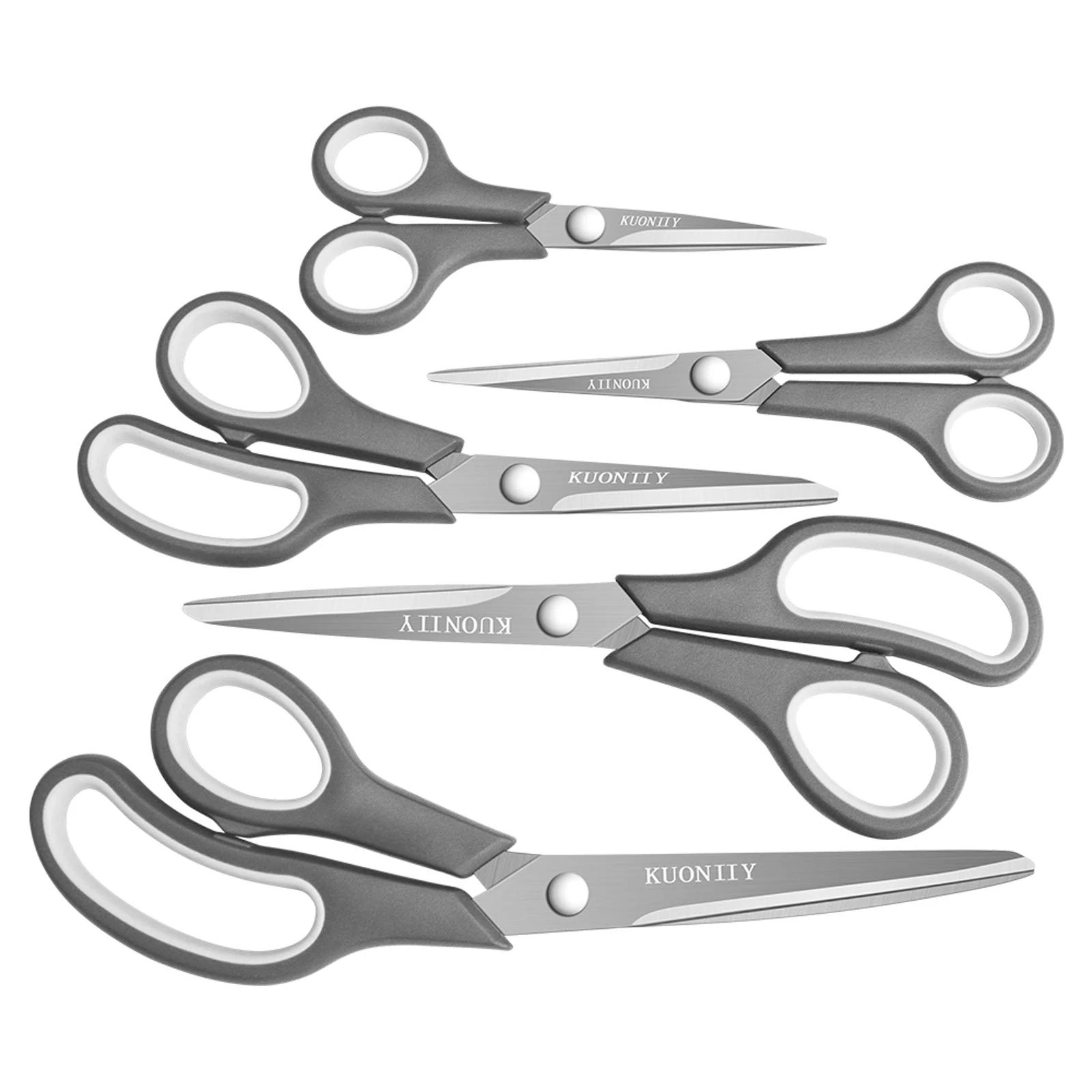 KUONIIY Scissors Ultra Sharp Blades Soft Comfort-Grip Handles Multi-Purpose Scissors Set of 5