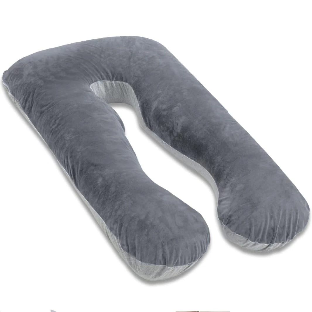 AS AWESLING Pregnancy Pillow, U Shaped Full Body Pillow, Nursing, Support and Maternity Pillow for Pregnant Women with Removable Jersey Cover (Grey)