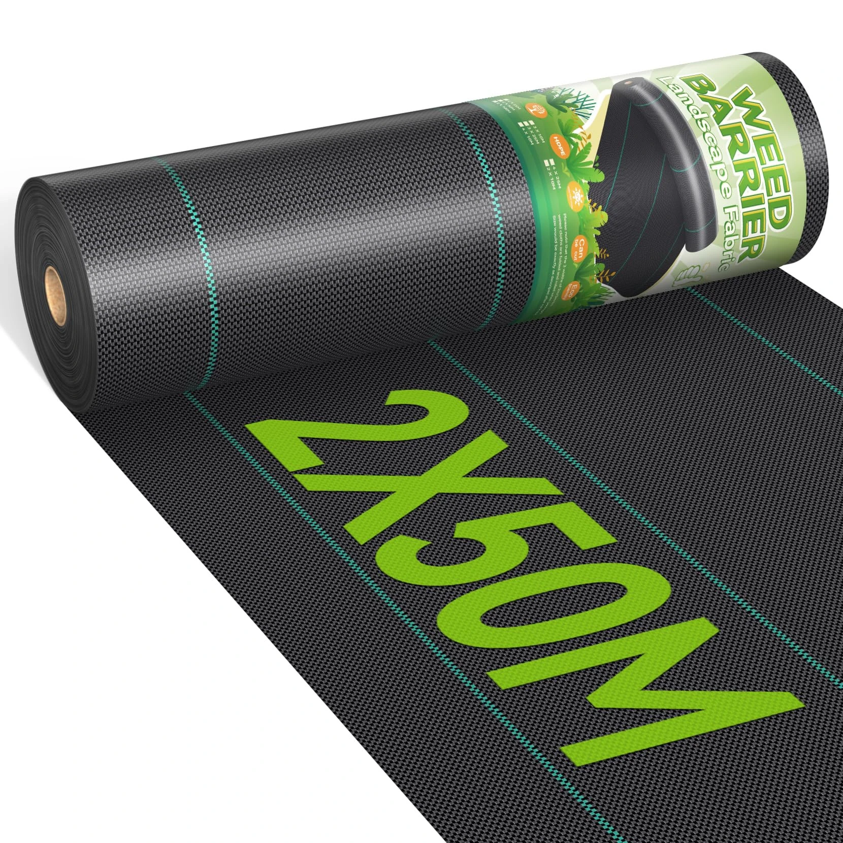 iropro 2m x 50m Heavy Duty Weed Control Membrane Garden Weed Barrier Fabric for Landscaping Driveway Gravel Artificial Grass Lawn Underlay Black Woven Roll Ground Cover