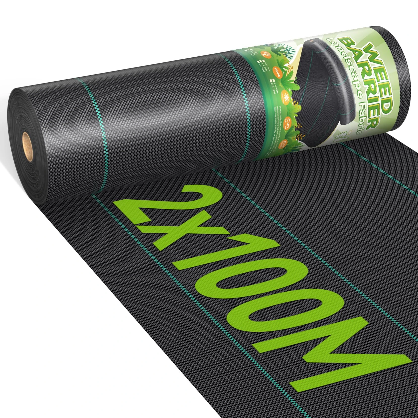 iropro 2m x 100m Heavy Duty Weed Control Membrane Garden Weed Barrier Fabric for Landscaping Driveway Gravel Artificial Grass Lawn Underlay Black Woven Roll Ground Cover