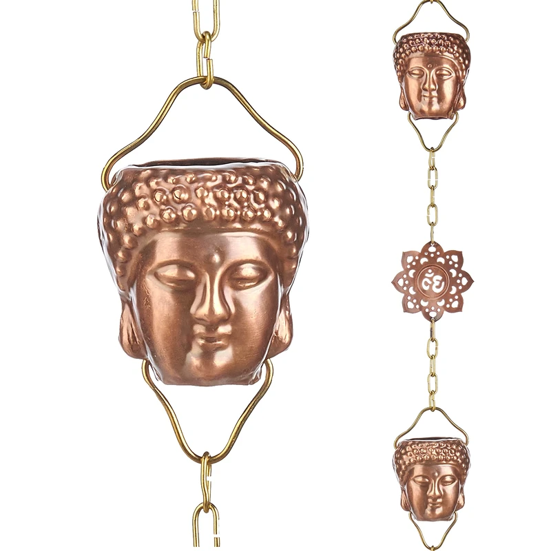 Good Directions 474P-8 Buddha Head Rain Chain 8-1/2 Feet Long, 12 Large Figures,100% Pure Copper