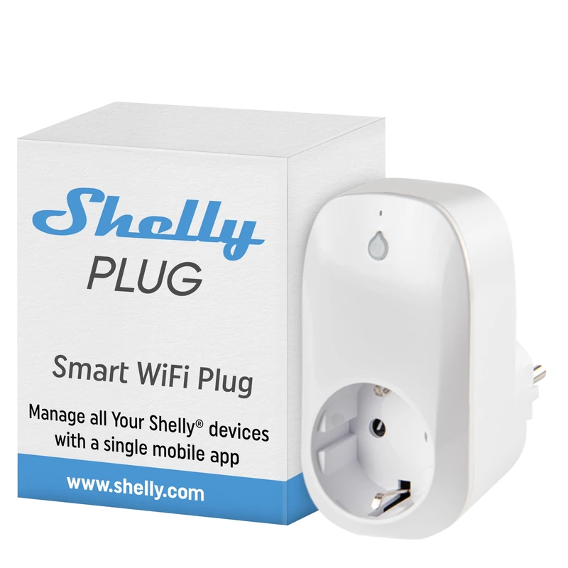Shelly Plug, Wi-Fi Smart Socket with Power Metering, Supports up to 3000W (16A), Smart Scenes and Schedules, Remote control with app, iOS Android, Timer Function, Works with Alexa Google Home