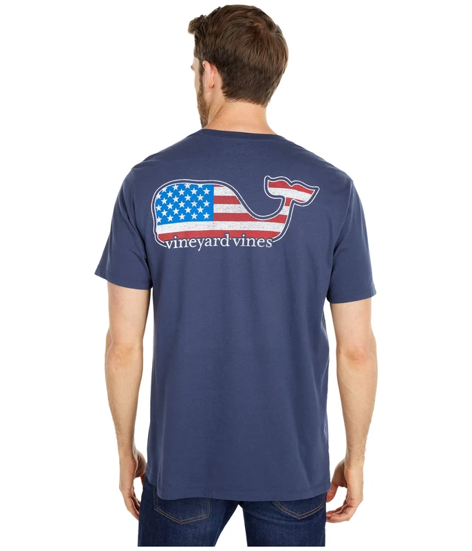 Vineyard Vines Men's Short Sleeve Americana Whale Pocket T-Shirt, Blue Blazer, S