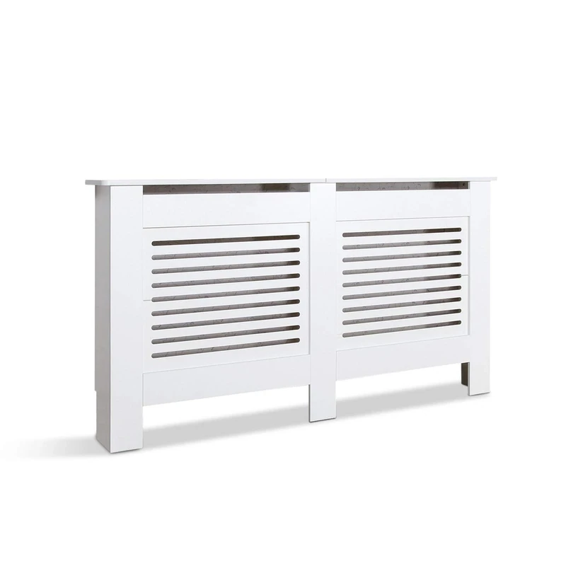 Mondeer Radiator Cover, Cabinet MDF Horizontal Modern Design White Decorative for Living Room Bedroom L(152cm)